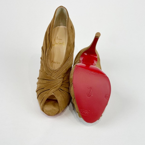 Christian Louboutin Beige Suede Stiletto Booties Size 36 1/2 - Picture 6 of 8